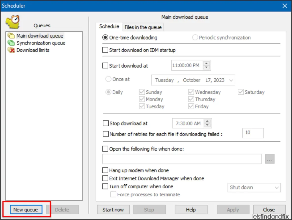 Creating a New Queue in Scheduler