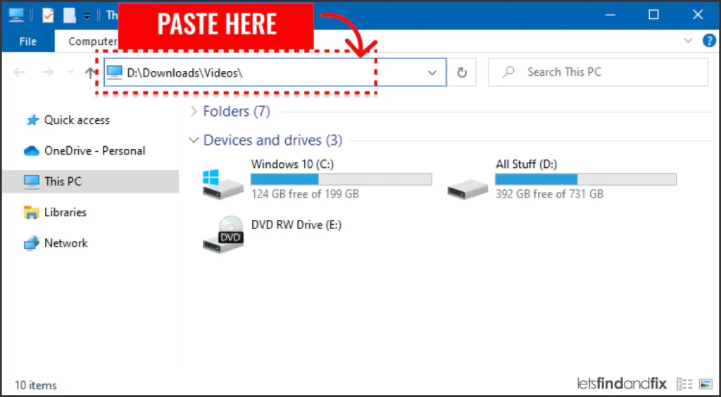 Pasting Copied Path in File Explorer Address Bar